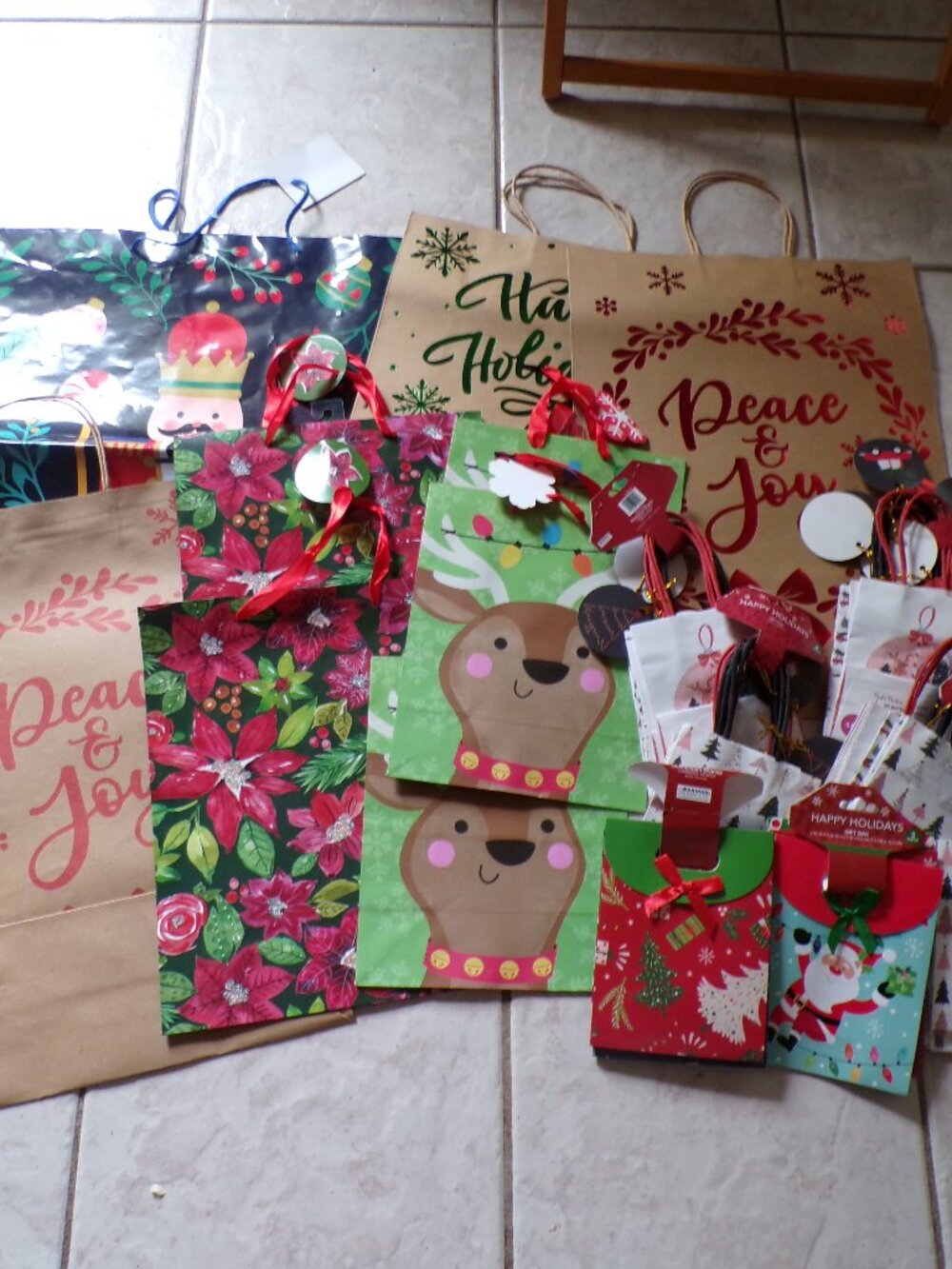 LARGE LOT of Holiday Gift Bags Most with Gift Tags NEW 45 BAGS Total